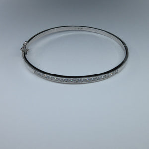 Ladies Silver C/Z Channel Set Bangle