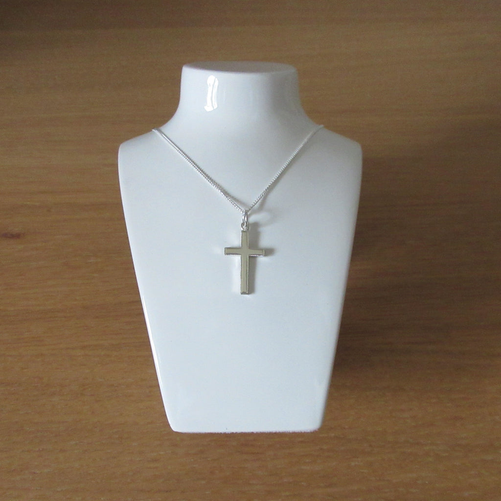 Silver Solid Cross Necklace