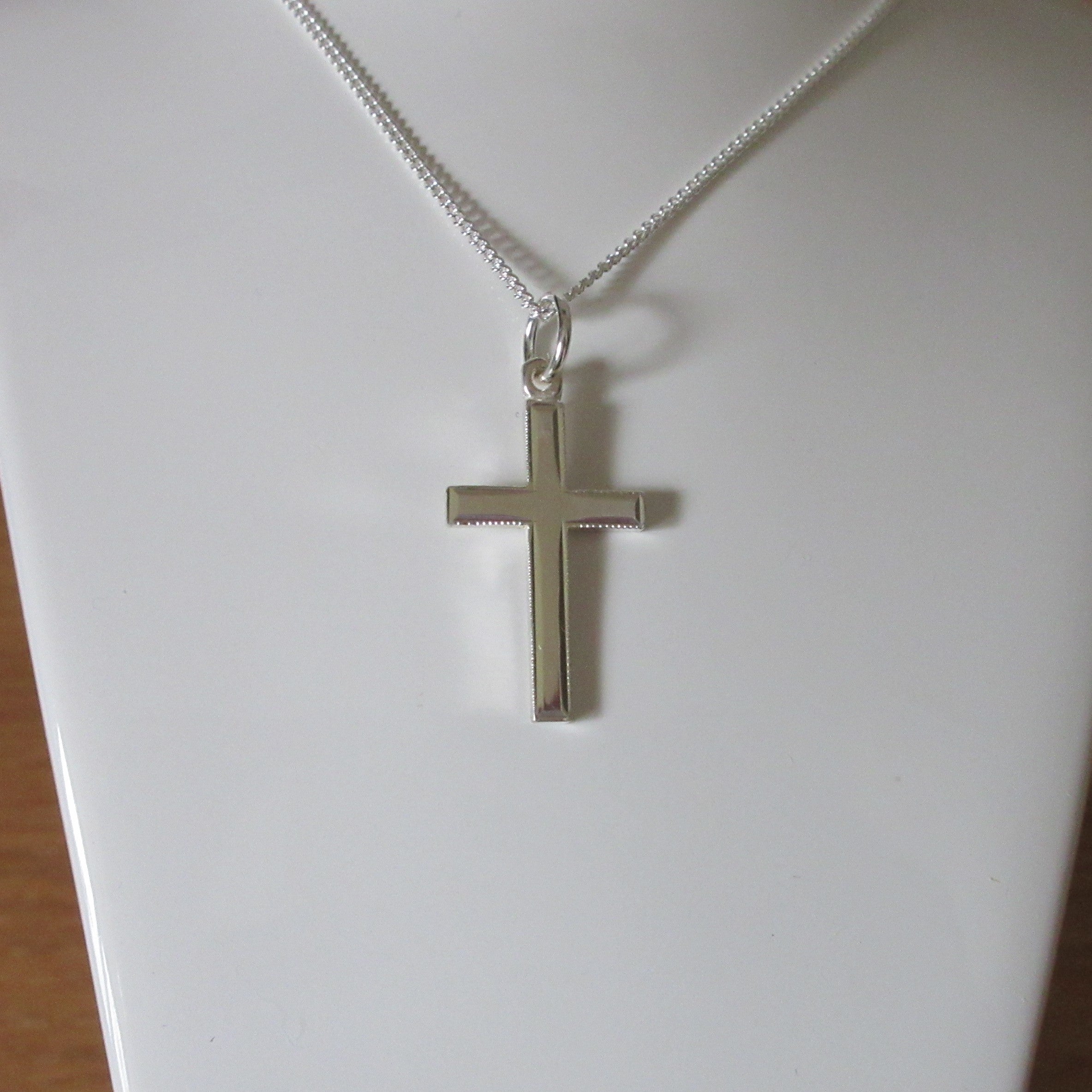 Silver Solid Cross Necklace