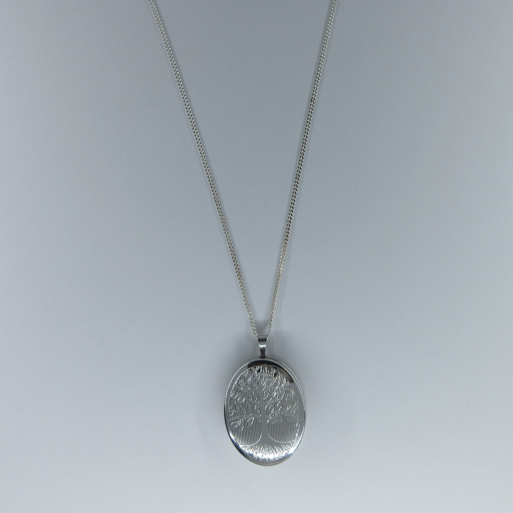 Silver Oval Locket Necklace
