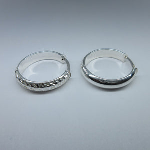 Silver 1/2 Patterned Round Hoop Earrings