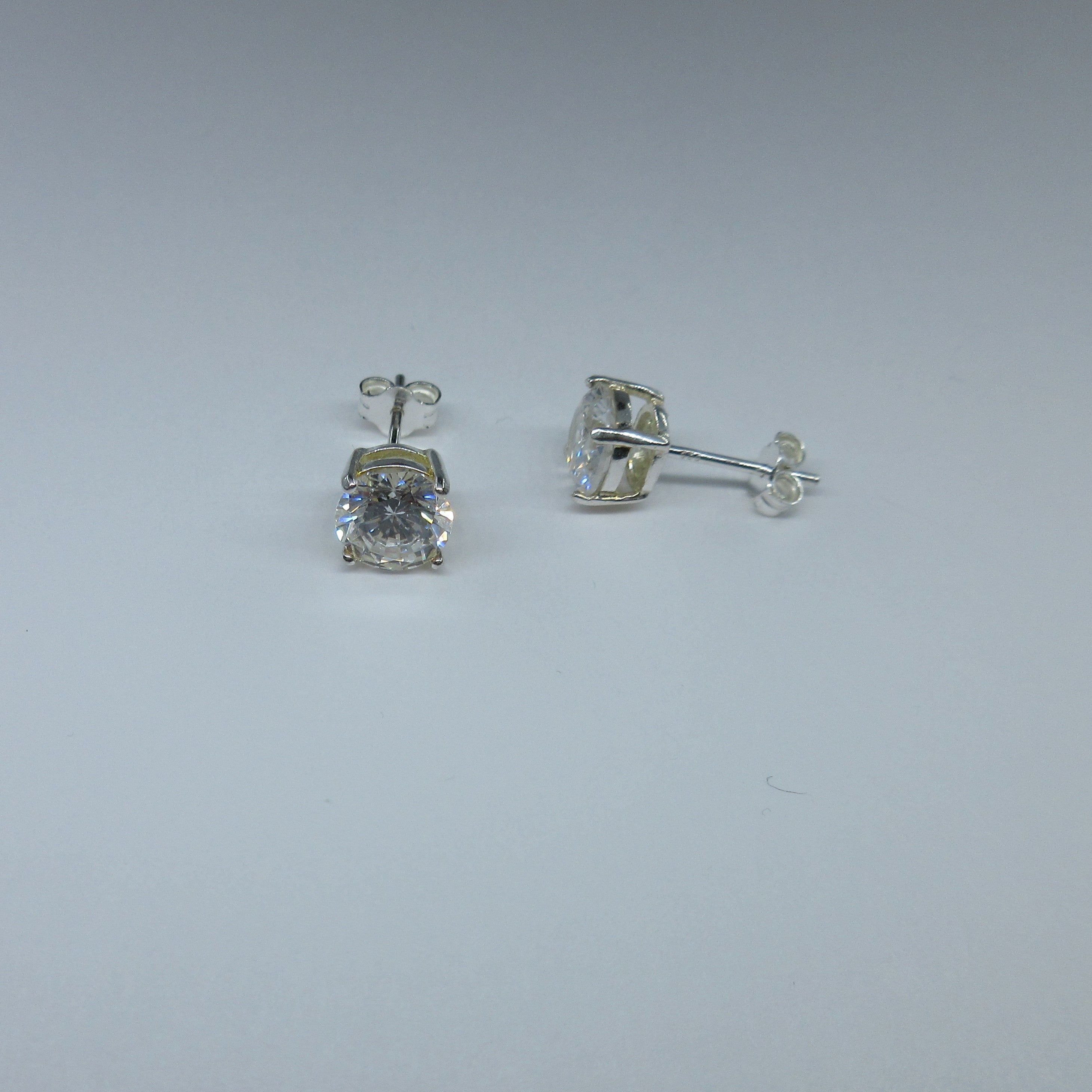 Silver C/Z Stud Earrings