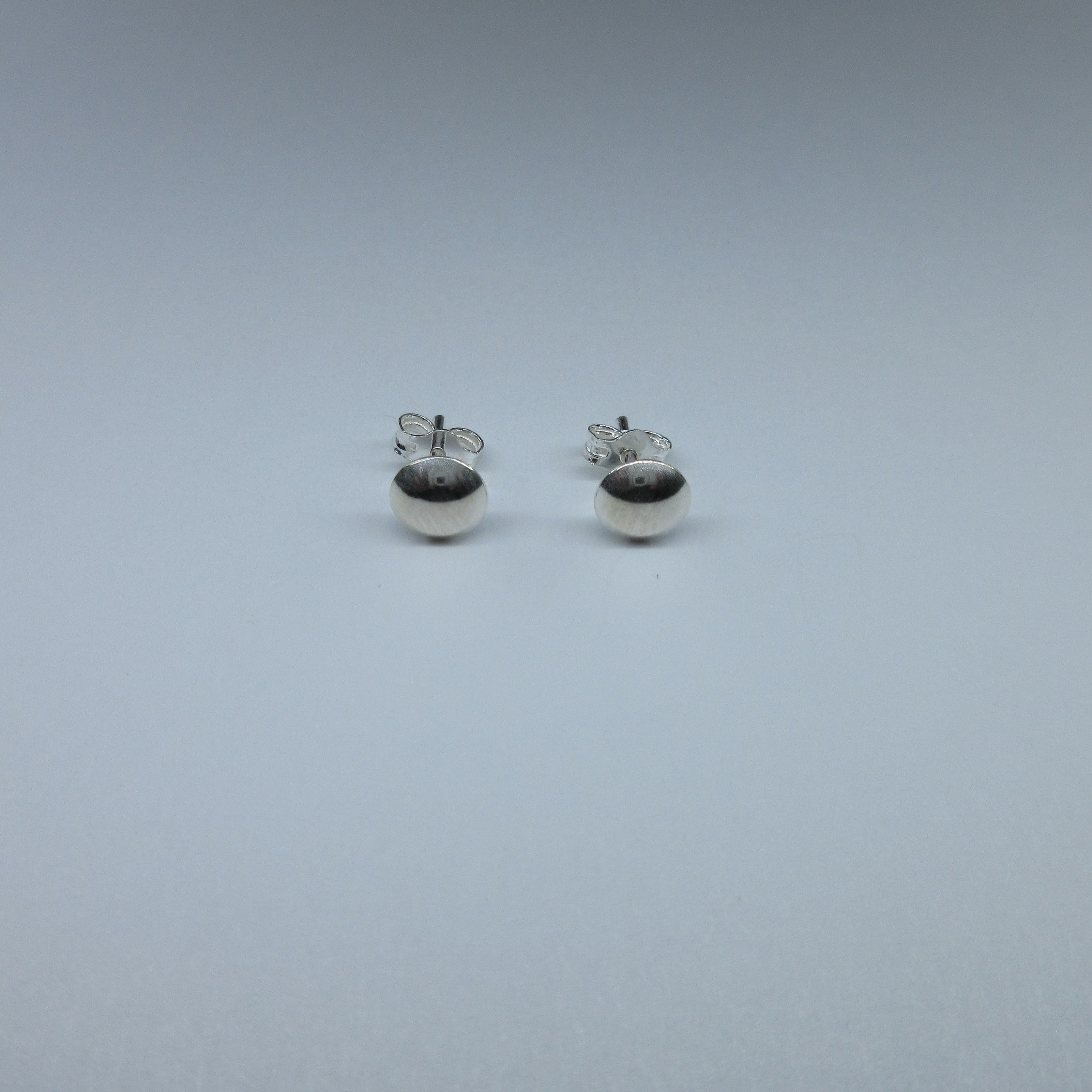 Silver Button Stud Earrings