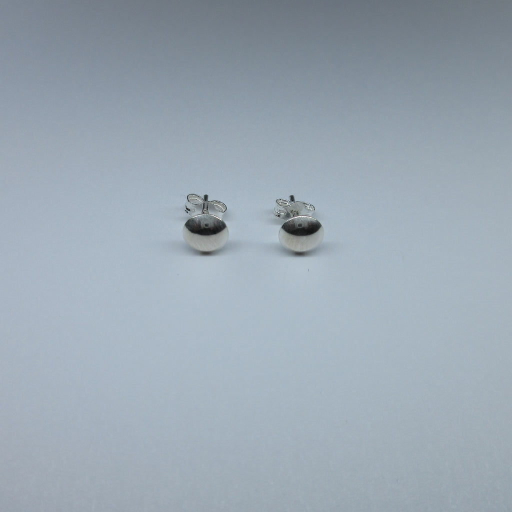 Silver Button Stud Earrings