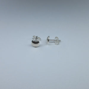 Silver Button Stud Earrings