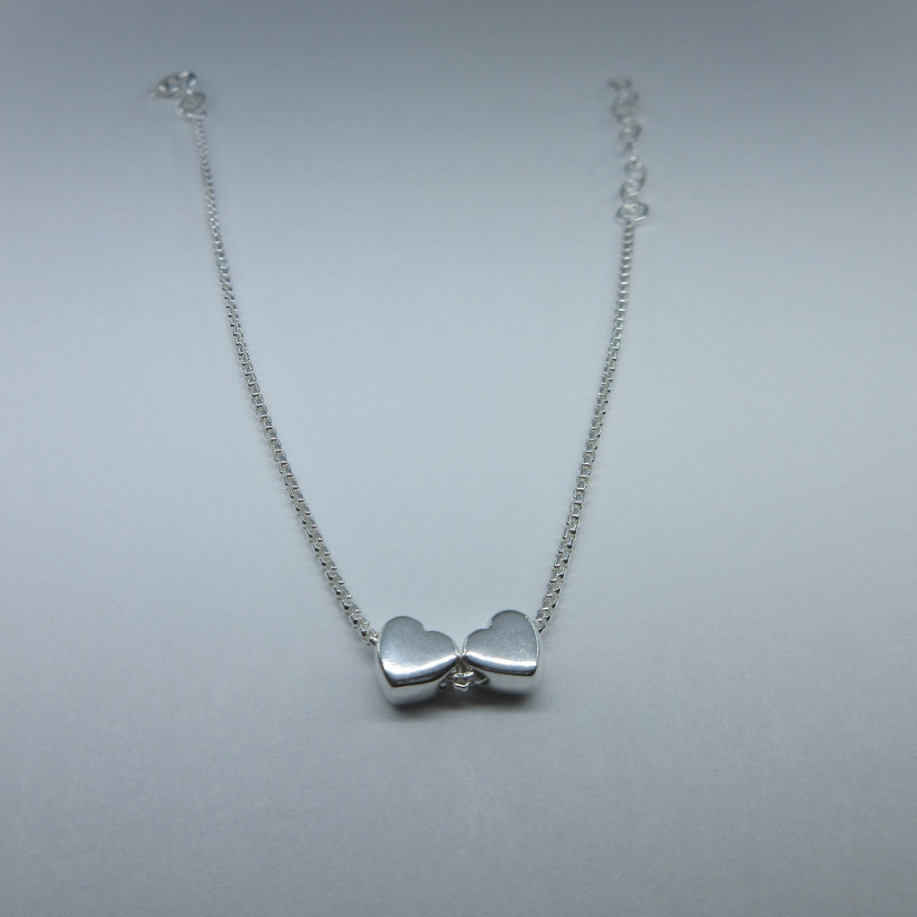 Ladies Silver Double Heart Bracelet