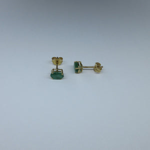 9ct Yellow Gold Emerald Stud Earrings