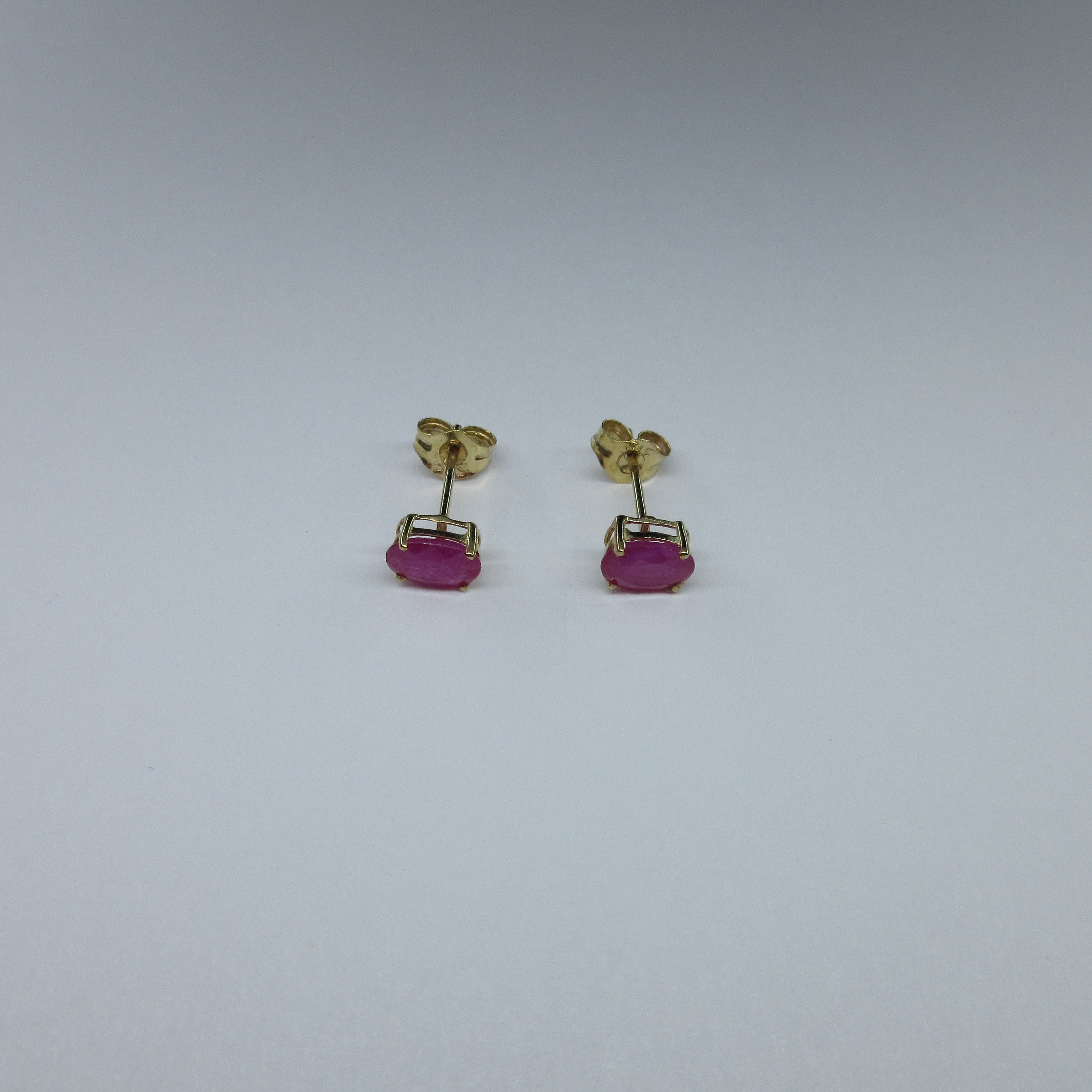 9ct Yellow Gold Oval Ruby Stud Earrings