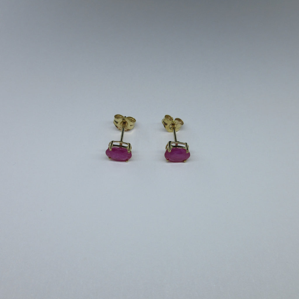 9ct Yellow Gold Oval Ruby Stud Earrings