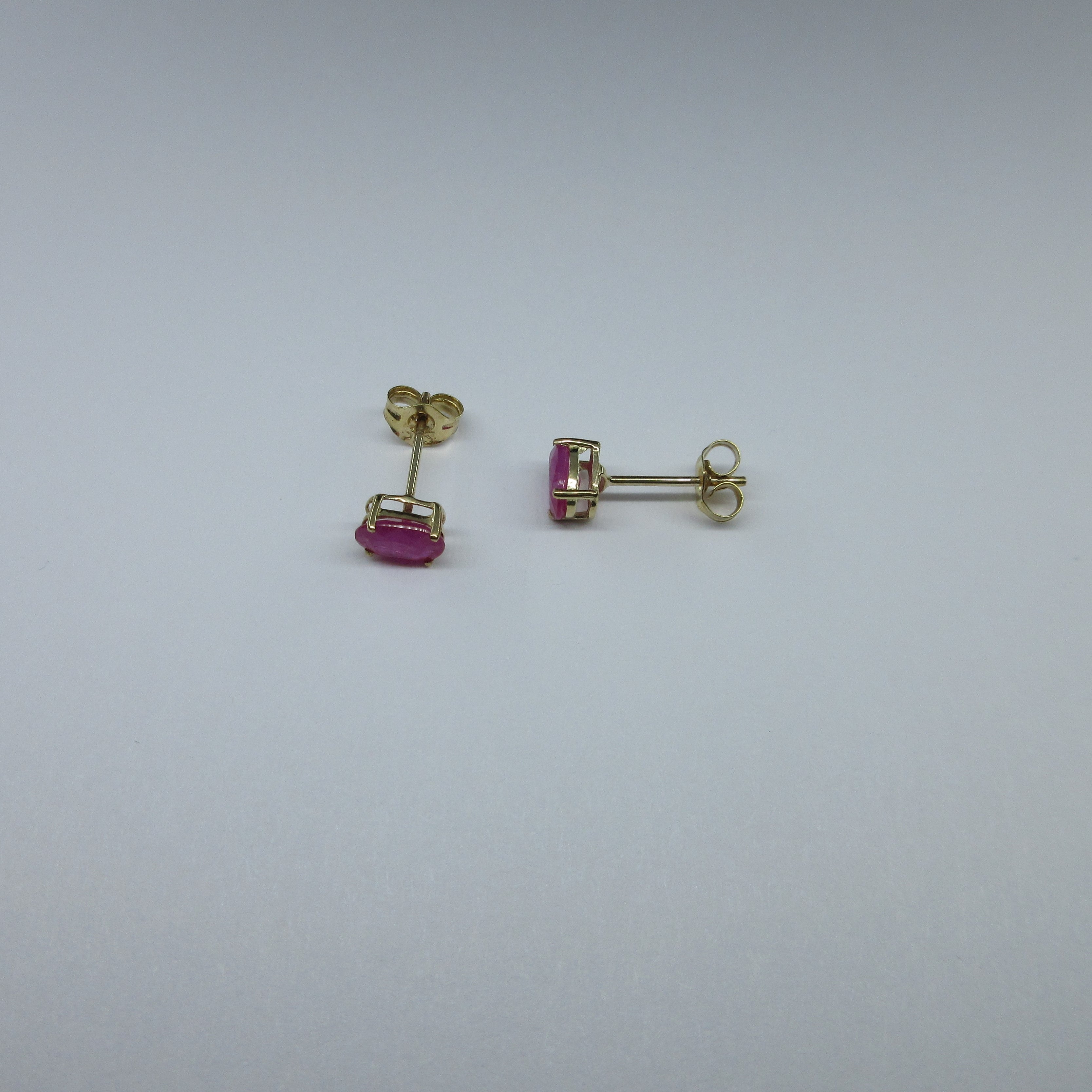 9ct Yellow Gold Oval Ruby Stud Earrings