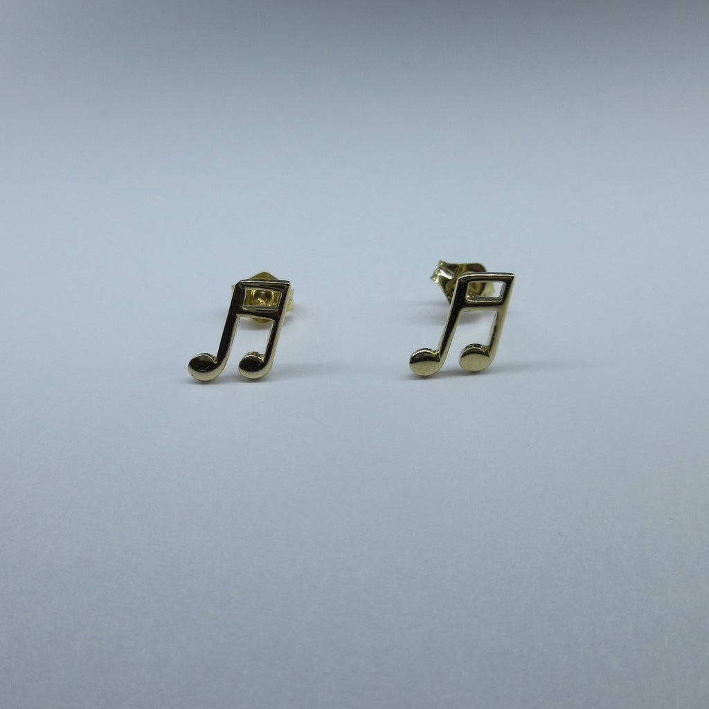 9ct Yellow Gold Musical Note Stud Earrings