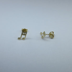 9ct Yellow Gold Musical Note Stud Earrings