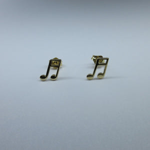 9ct Yellow Gold Musical Note Stud Earrings