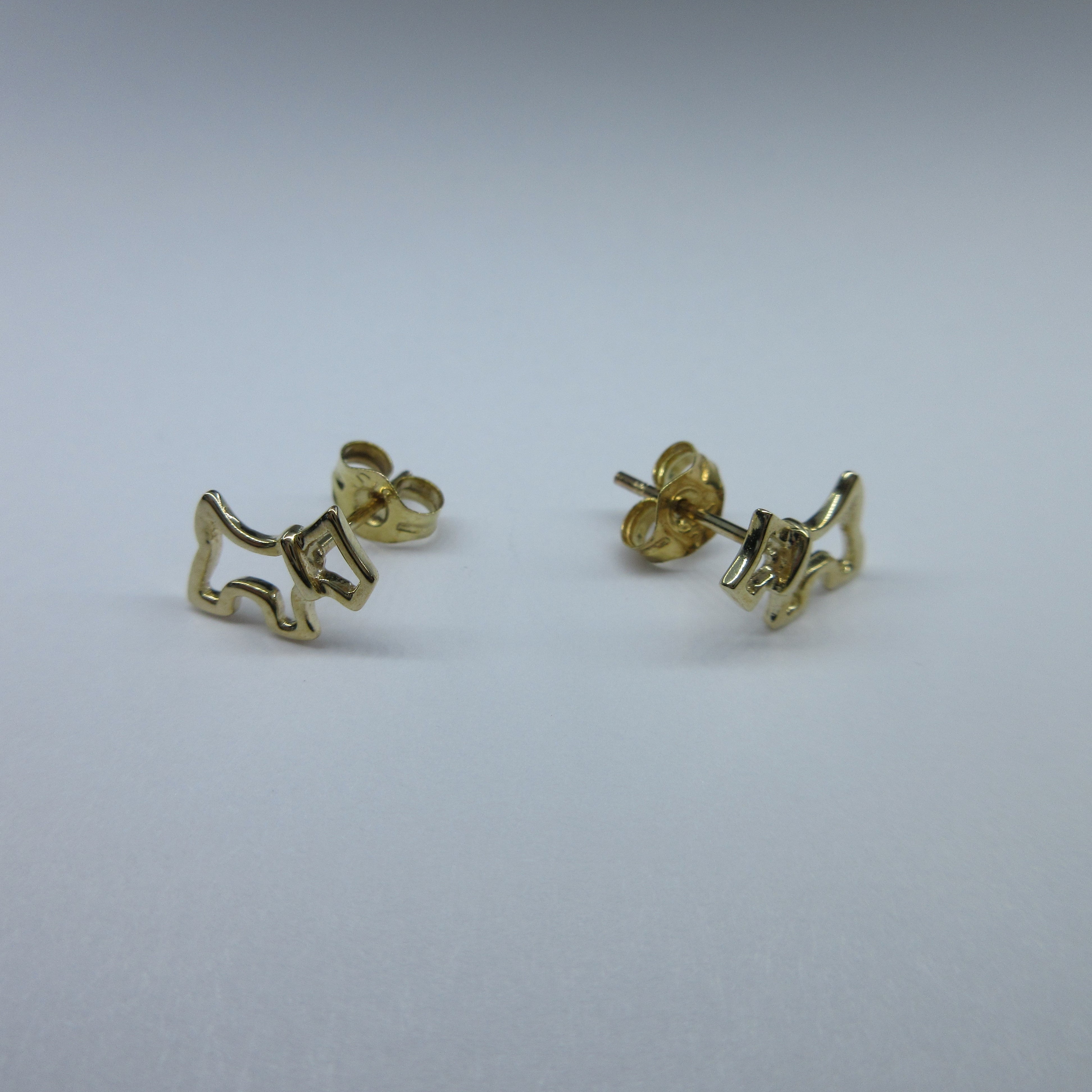 9ct Yellow Gold Scotty Dog Stud Earrings