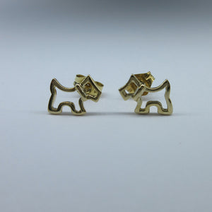 9ct Yellow Gold Scotty Dog Stud Earrings