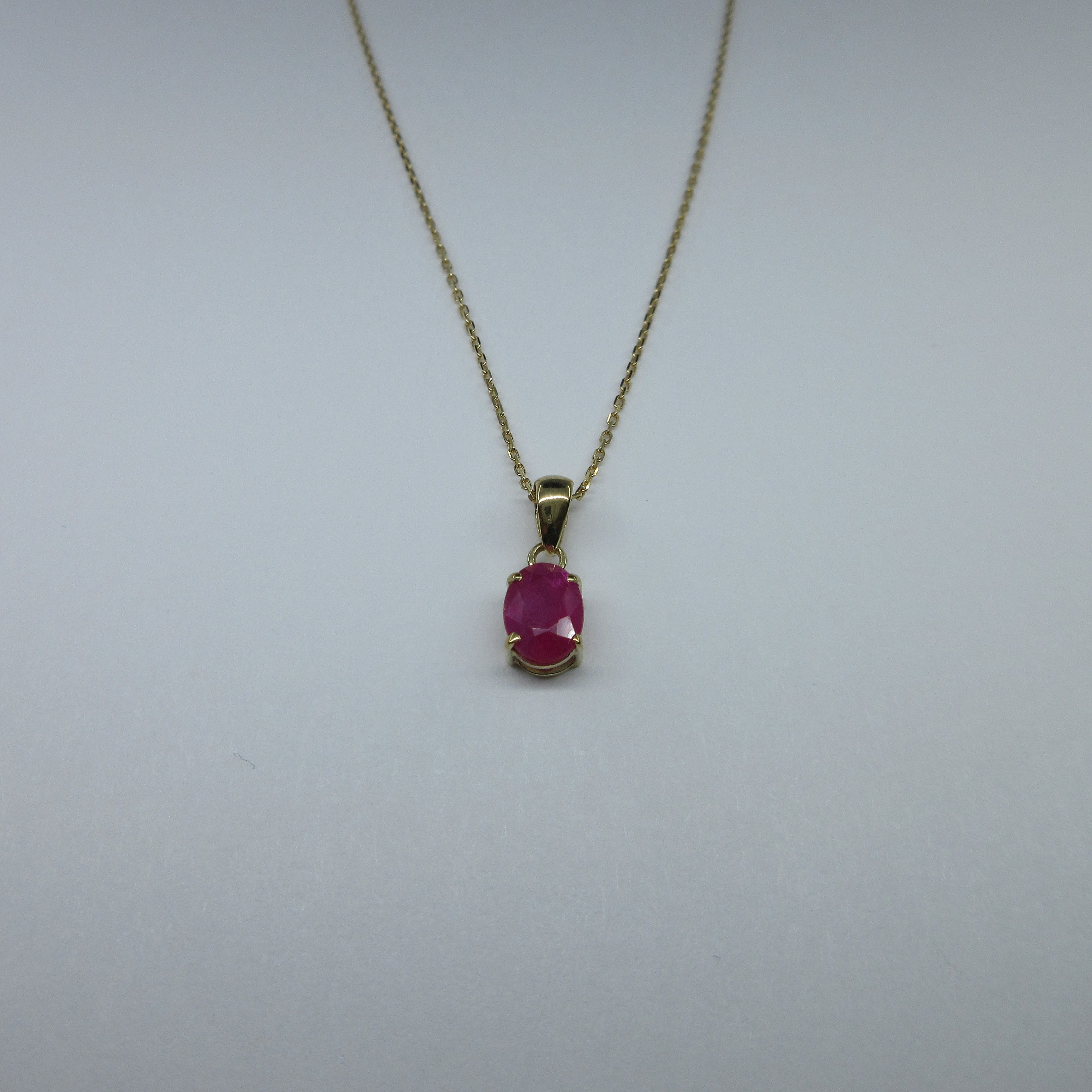 9ct Yellow Gold Oval Ruby Necklace