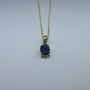 9ct Yellow Gold Oval Sapphire Necklace