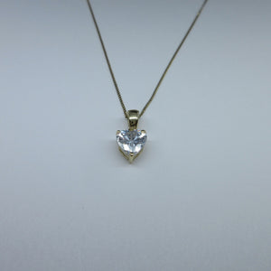 9ct Yellow Gold Heart C/Z Necklace