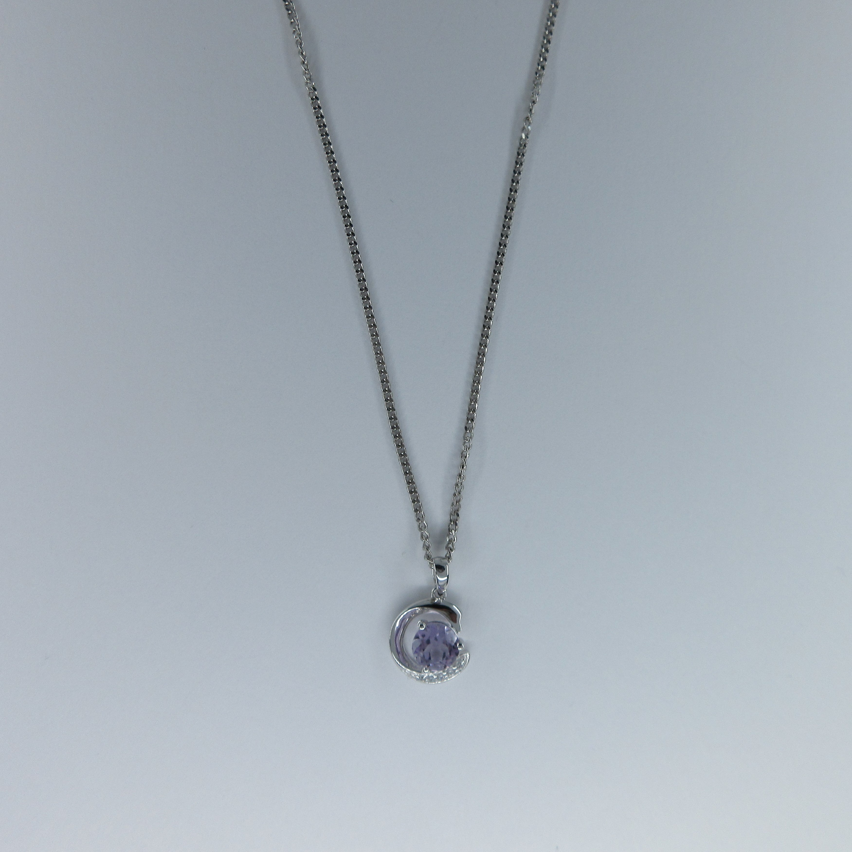 Silver Amethyst & C/Z Necklace