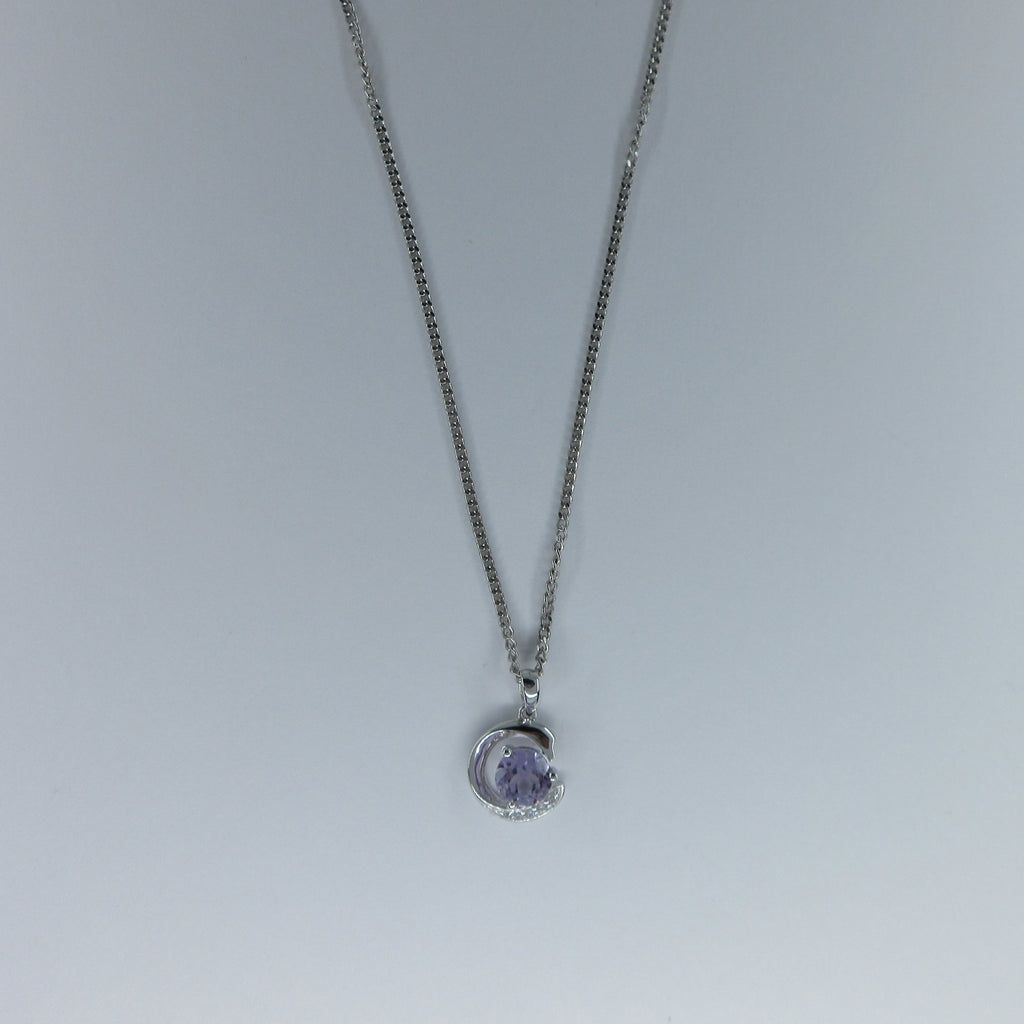 Silver Amethyst & C/Z Necklace