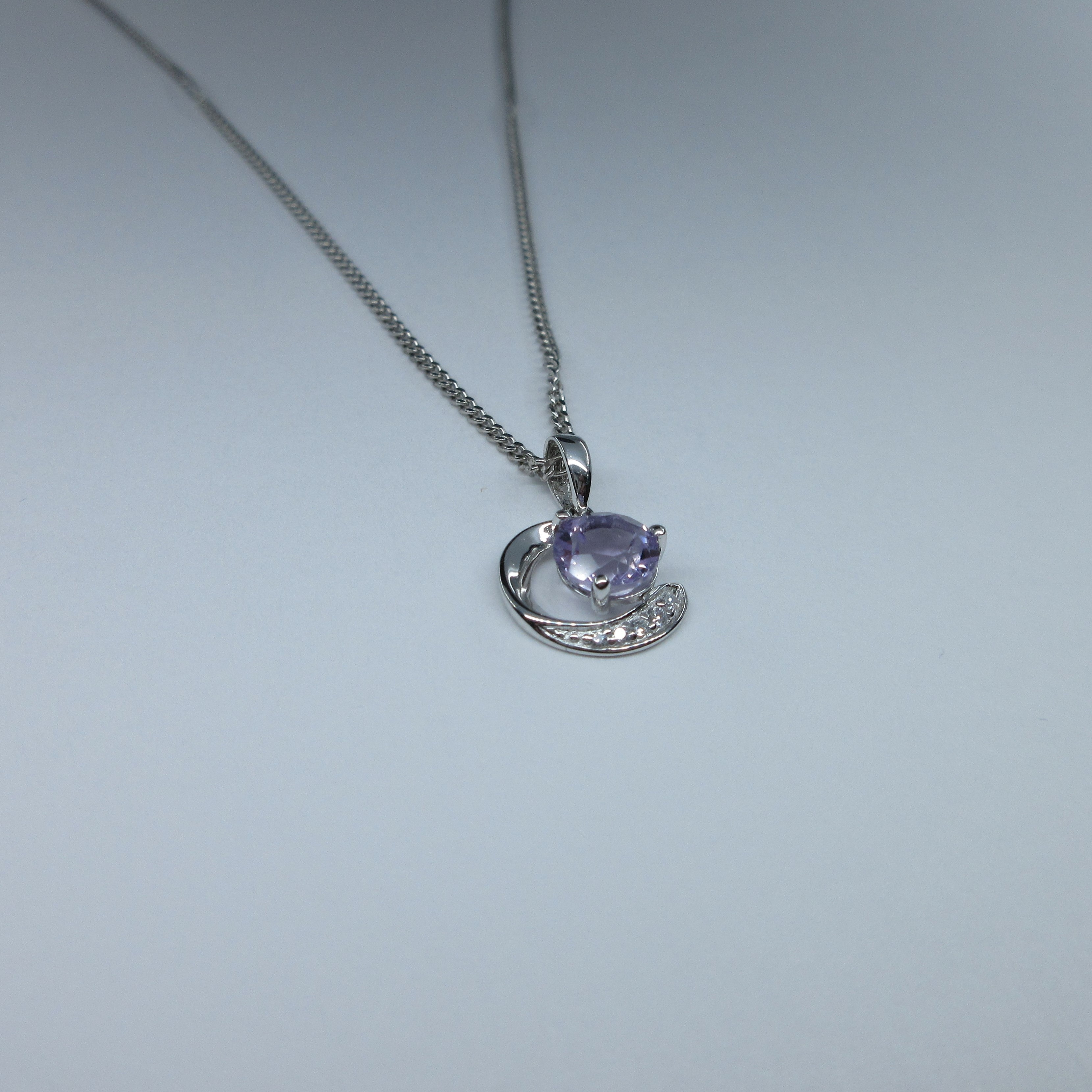 Silver Amethyst & C/Z Necklace