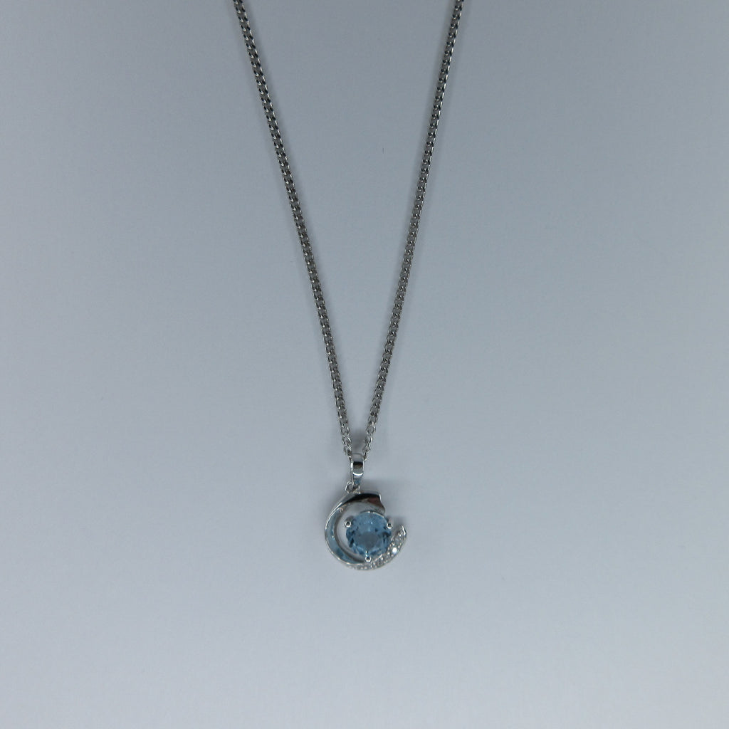 Silver Blue Topaz & C/Z Necklace