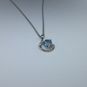 Silver Blue Topaz & C/Z Necklace