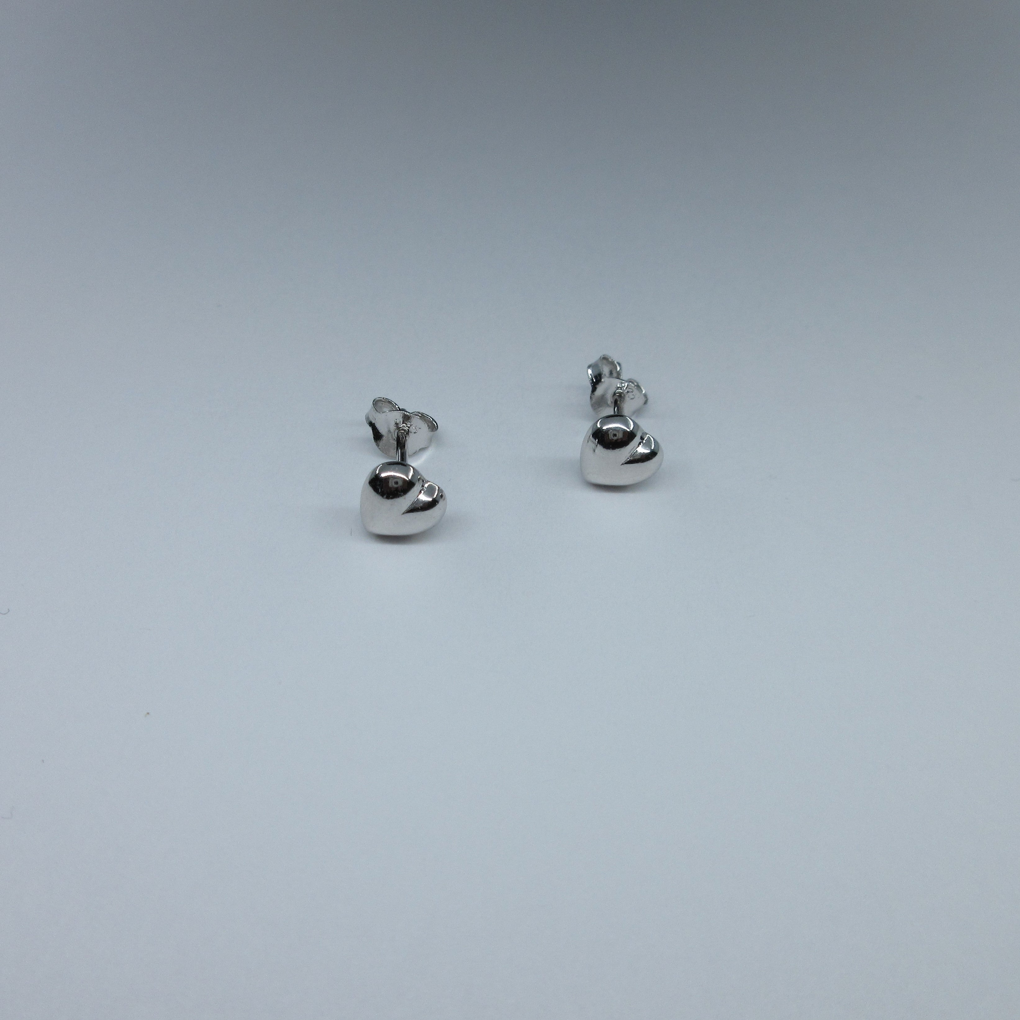 Silver Polished Heart Stud Earrings