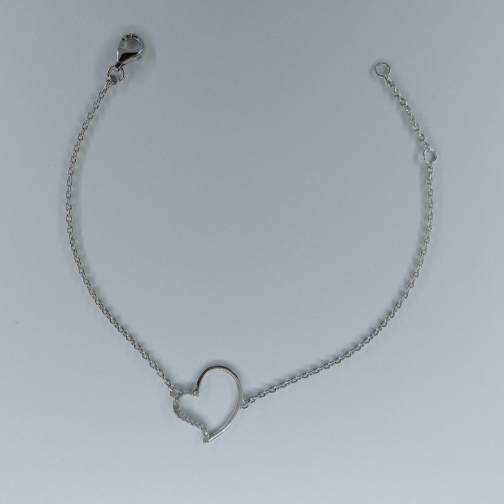 Ladies Silver Heart C/Z Bracelet