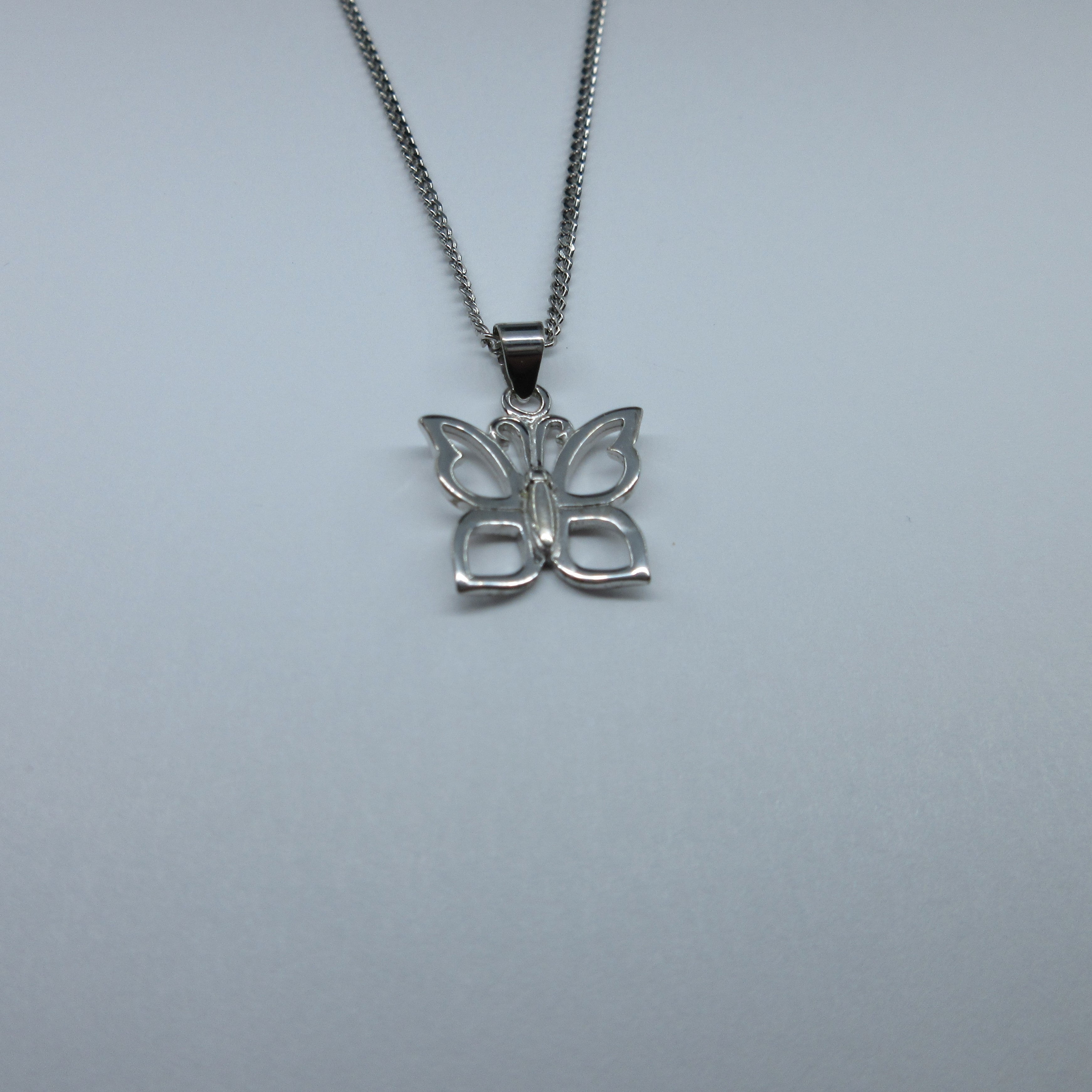 Silver Open Butterfly Necklace