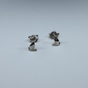 Silver Cat Stud Earrings