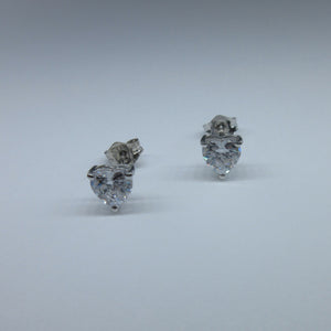 Silver C/Z Heart Stud Earrings