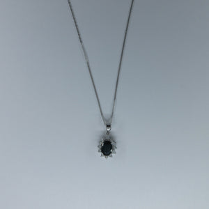 9ct White Gold Sapphire & Diamond Necklace