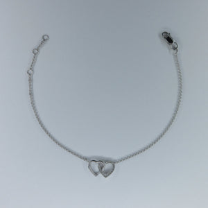 9ct White Gold Heart & Diamond Bracelet