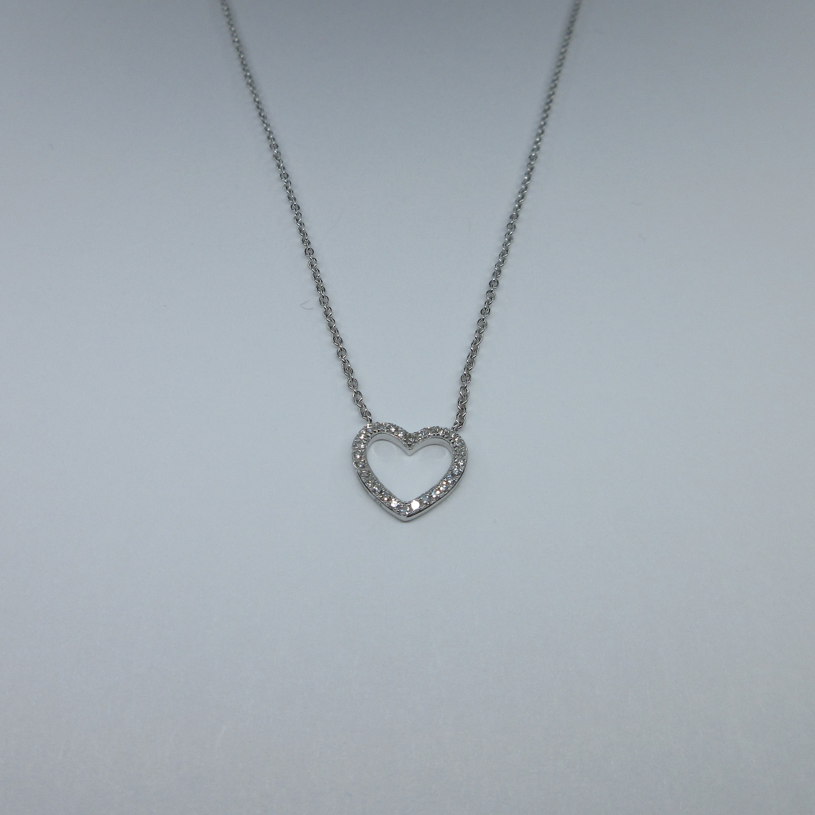 9ct White Gold Diamond Heart Necklace