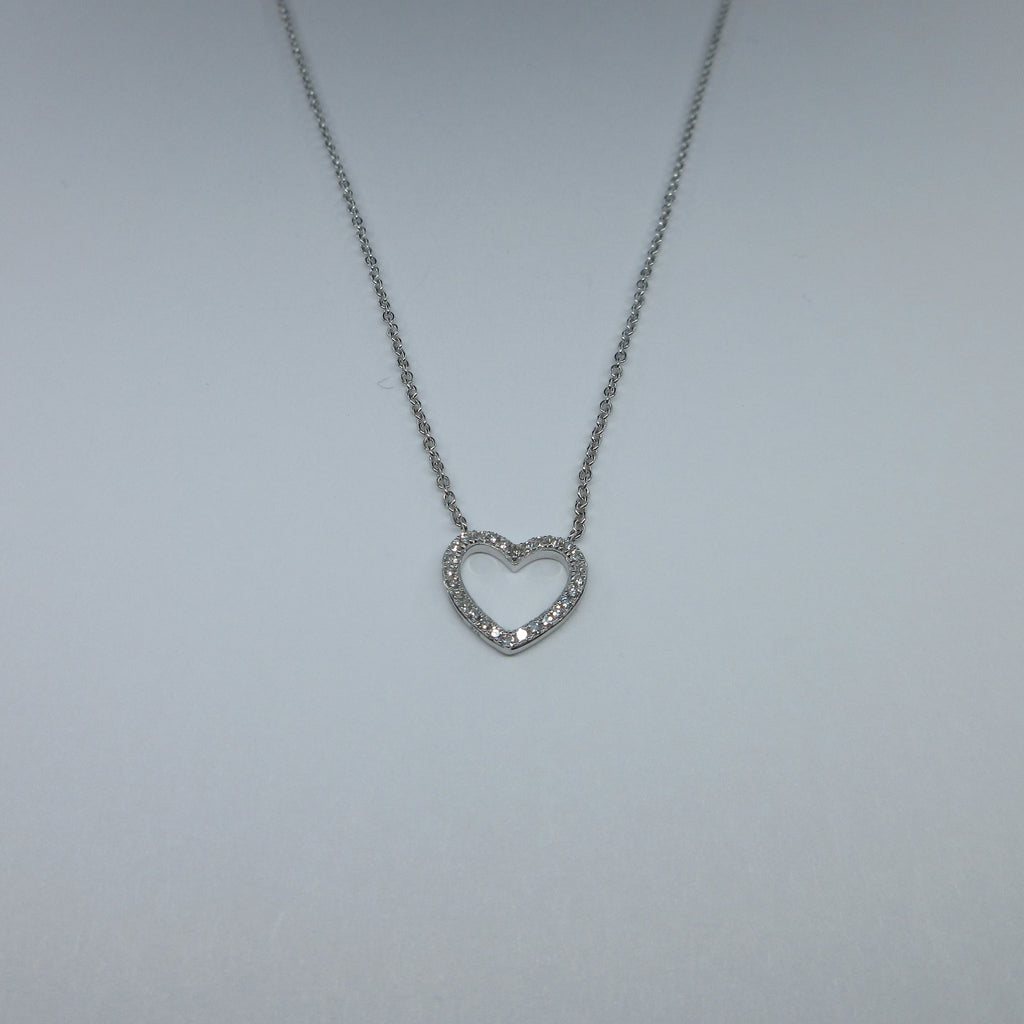 9ct White Gold Diamond Heart Necklace