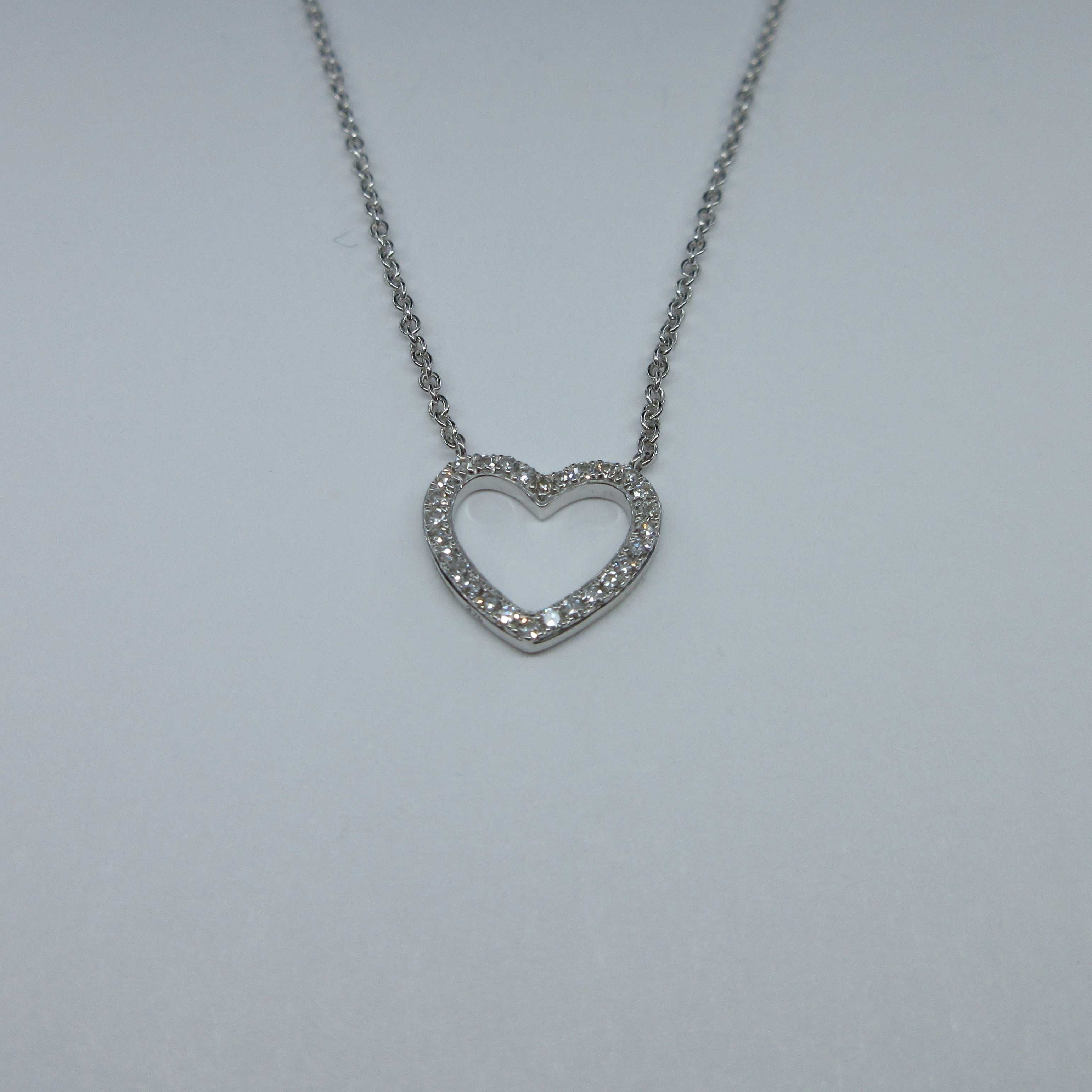 9ct White Gold Diamond Heart Necklace