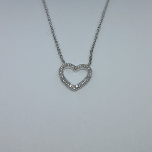 9ct White Gold Diamond Heart Necklace