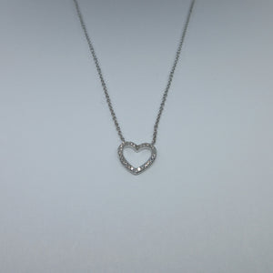 9ct White Gold Diamond Heart Necklace