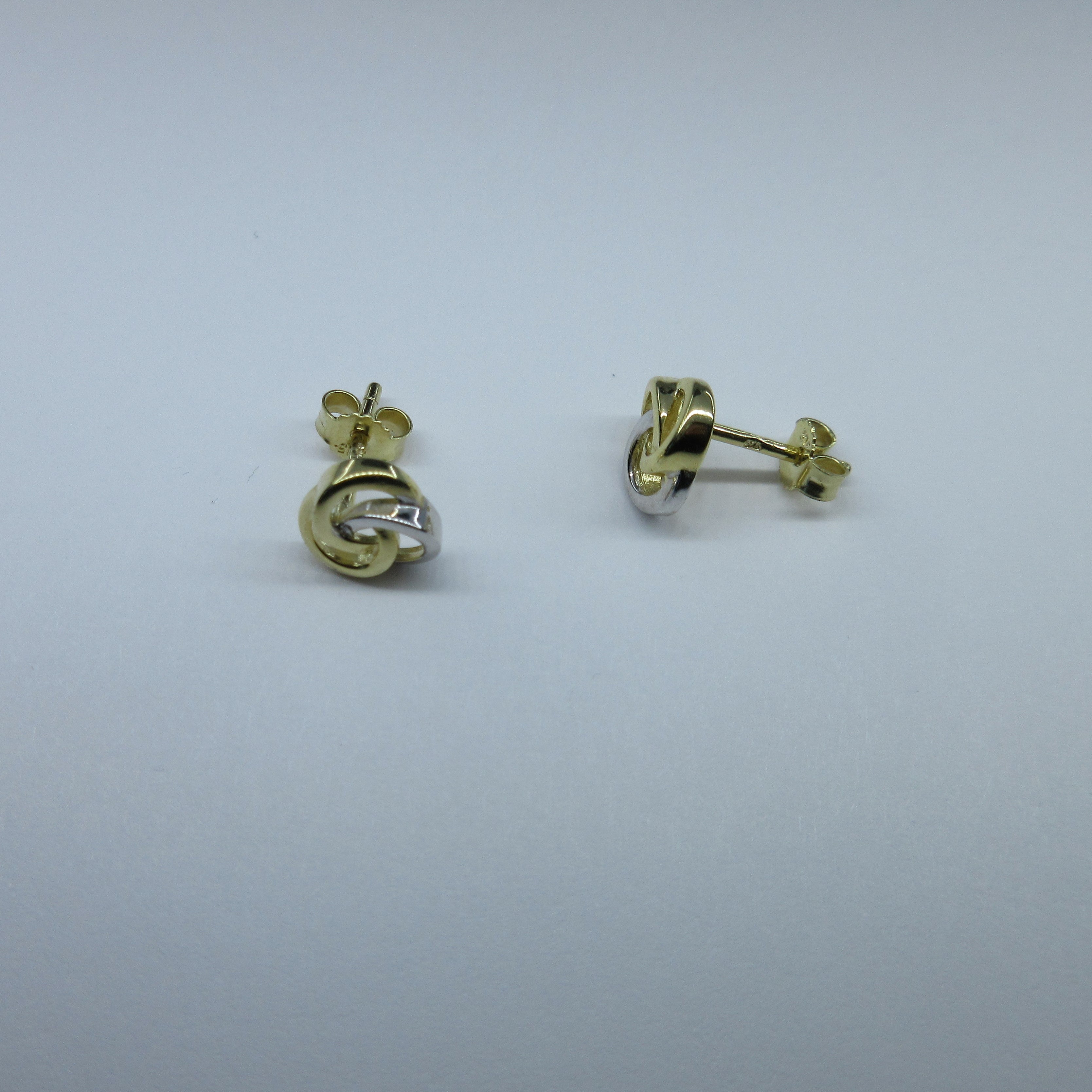 9ct 2 Colour Gold 3 Ring Stud Earrings