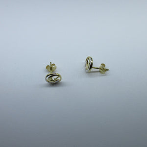 9ct 2 Colour Gold Fancy Round Stud Earrings