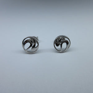 9ct White Gold Fancy Round Stud Earrings