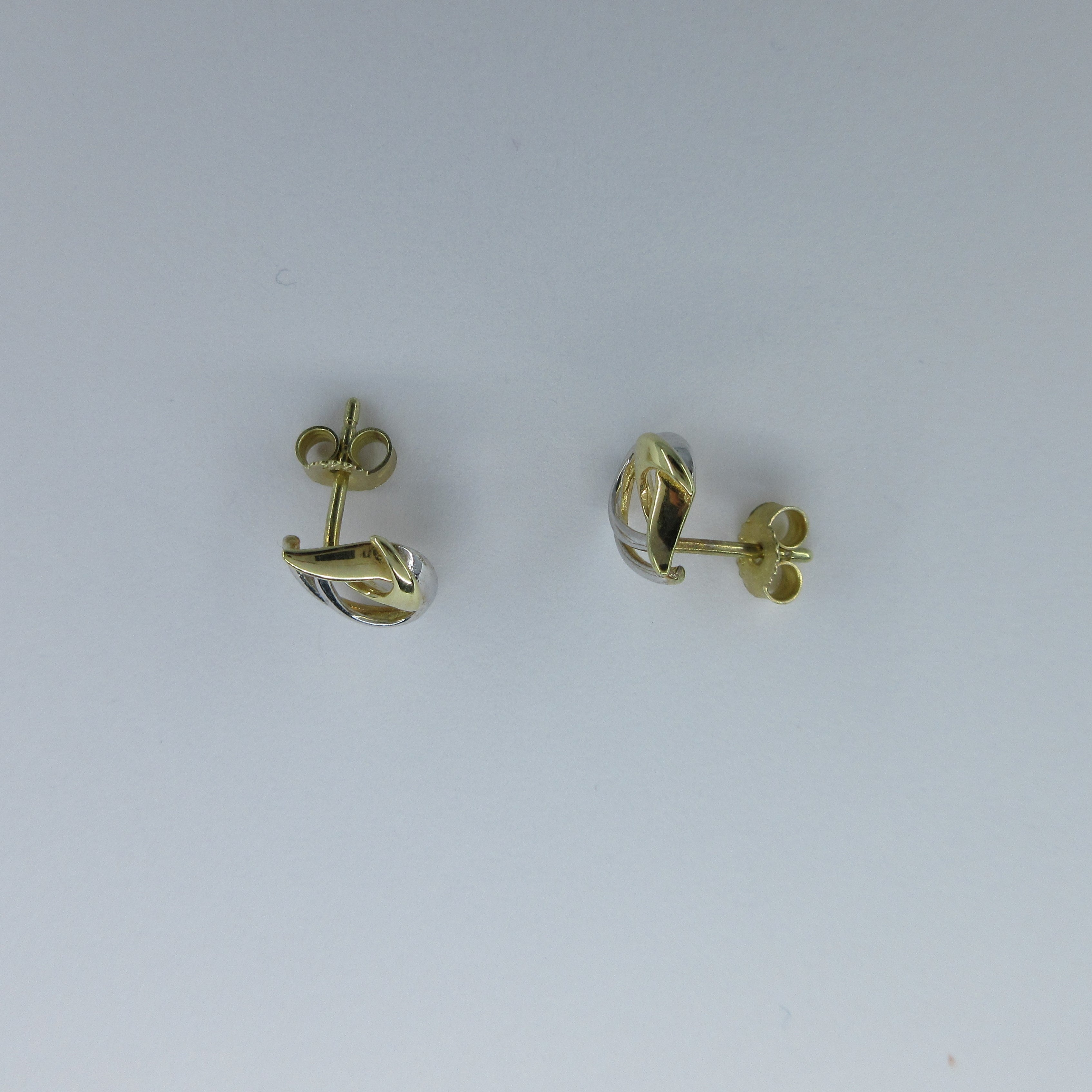 9ct 2 Colour Gold Fancy Stud Earrings