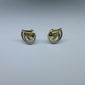 9ct 2 Colour Gold Fancy Stud Earrings