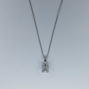 9ct White Gold Diamond Square Necklace