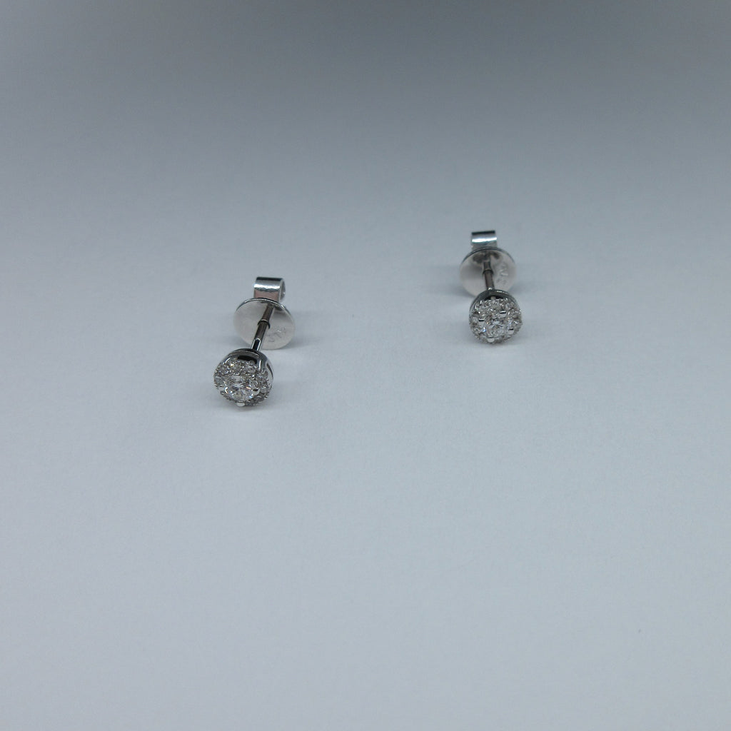 9ct White Gold Round Diamond Earrings