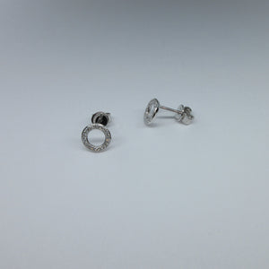 9ct White Gold Circle Diamond Earrings