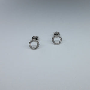 9ct White Gold Circle Diamond Earrings