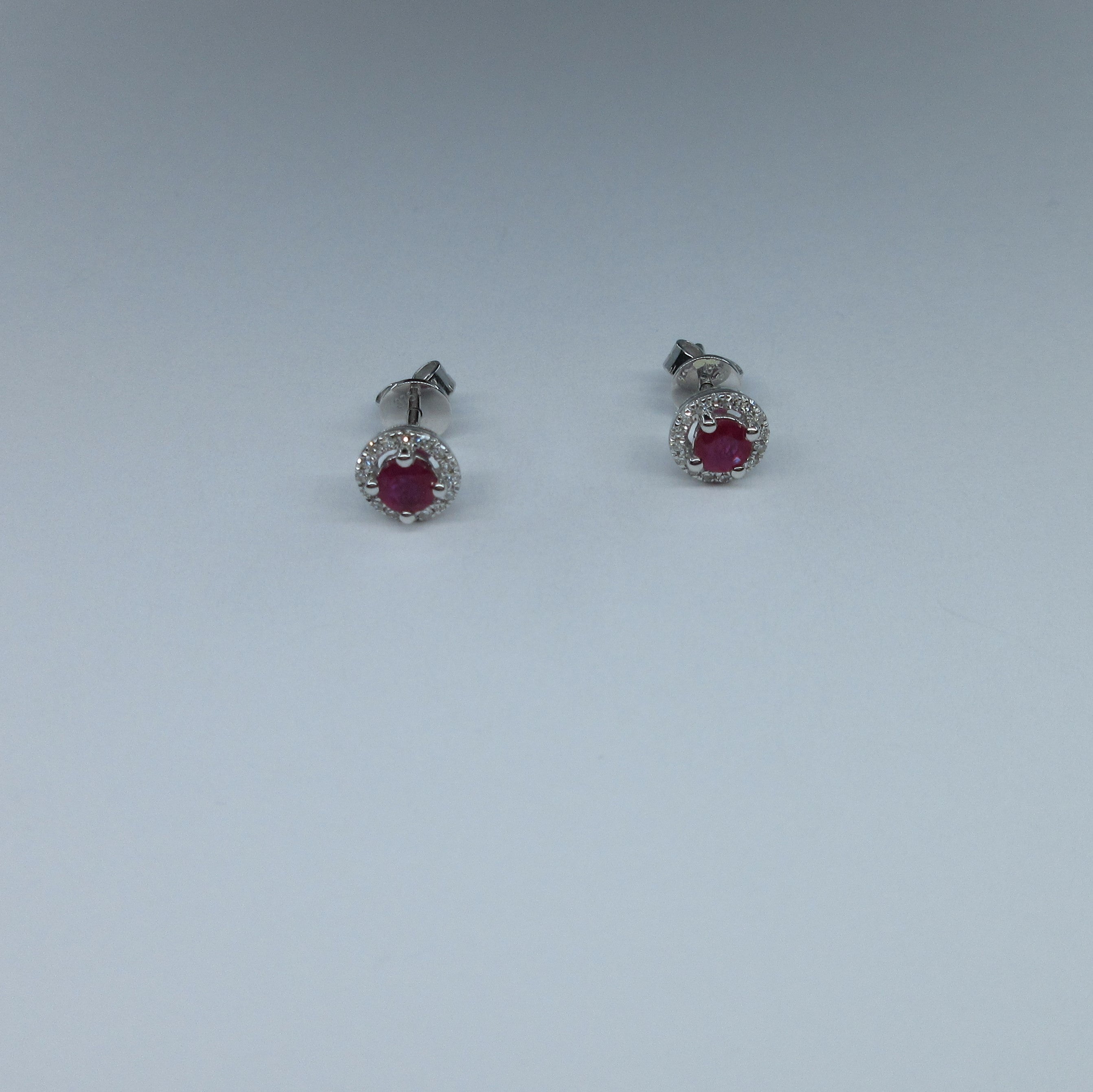 9ct White Gold Ruby & Diamond Earrings