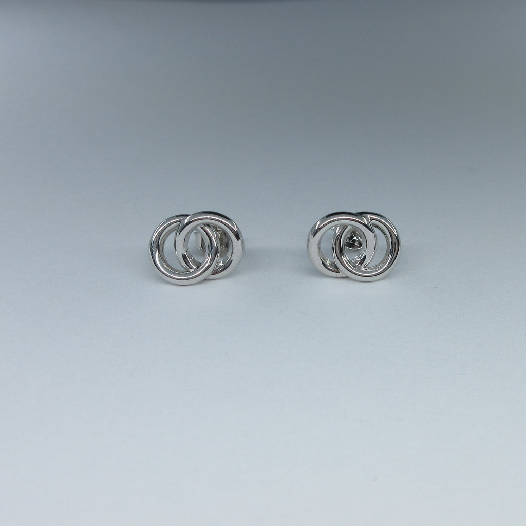 9ct White Gold Double Circle Stud Earrings